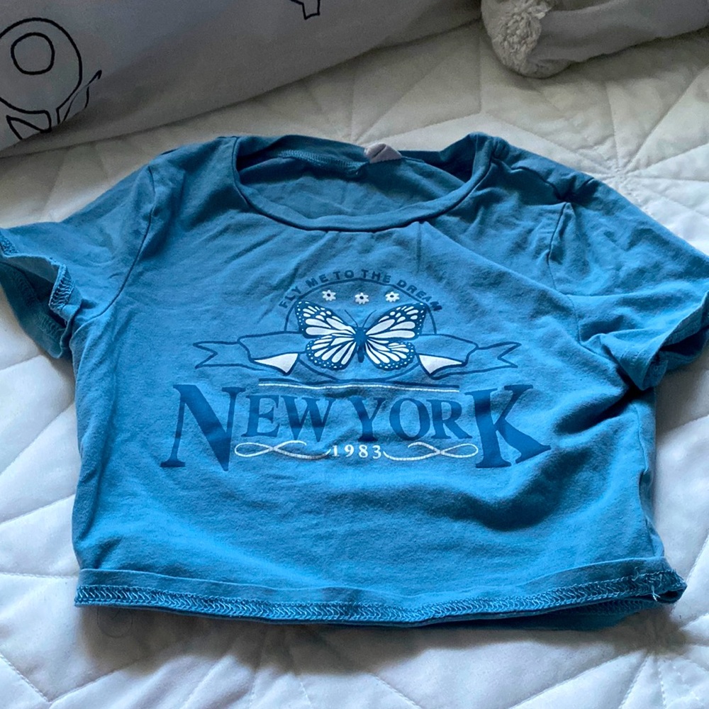 Cropped blue New York top <3